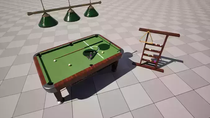 Pool Table Low-poly 3D model