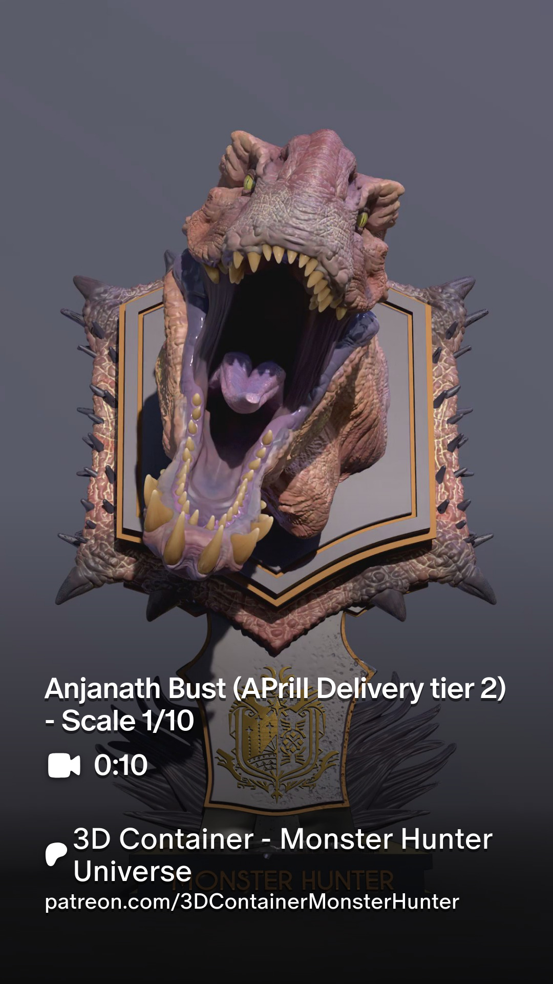Anjanath Bust - Monster Hunter 1-10 Scale 3D print model_1