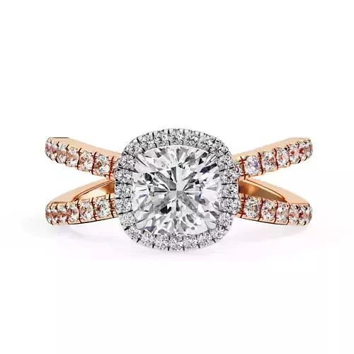 Crisscross Classic Halo setting Cushion diamond ring 