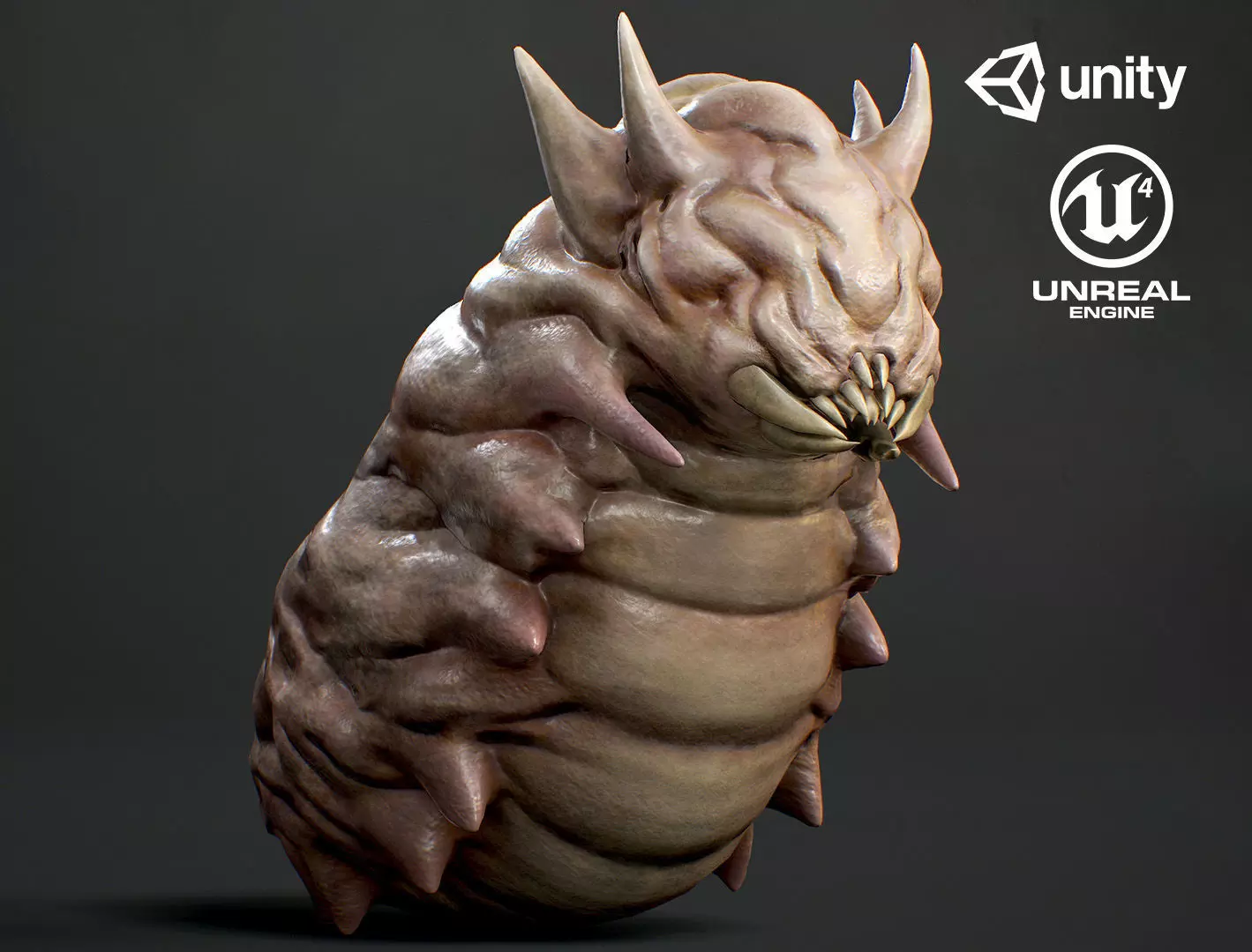 Land Larva2 - Game Ready Low-poly 3D model Low-poly 3D model_0