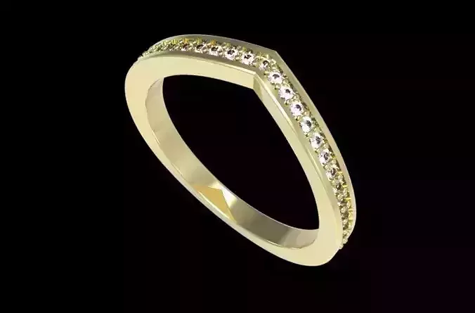 V Shaped Stackable Pave Ring