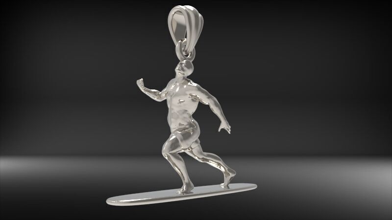 Surfer Pendant 3D print model_7