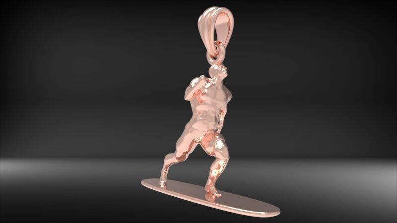 Surfer Pendant 3D print model_3
