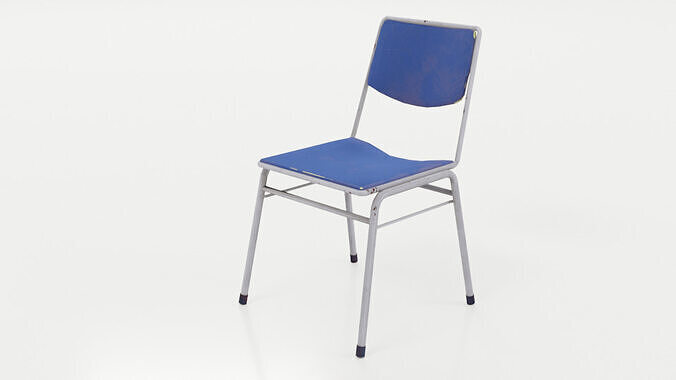 Old folding chair Low-poly 3D model