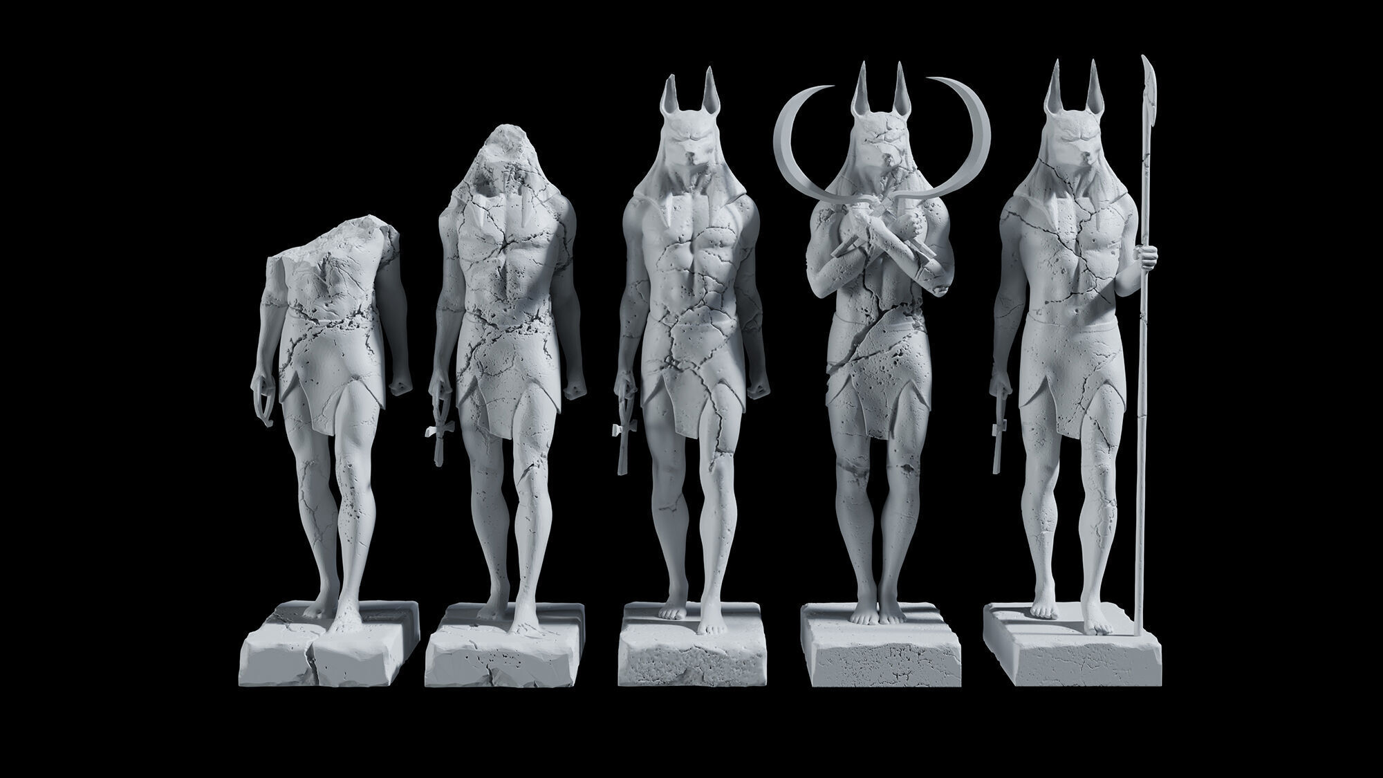 Anubis Statues Free 3D model_4