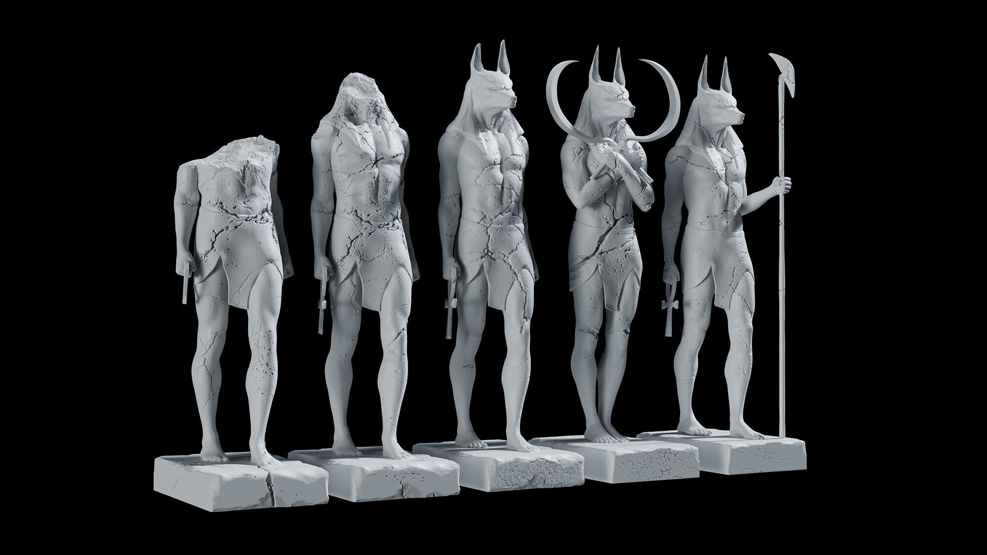 Anubis Statues Free 3D model_5
