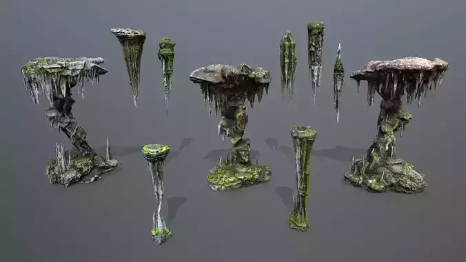cave rocks Low-poly 3D model