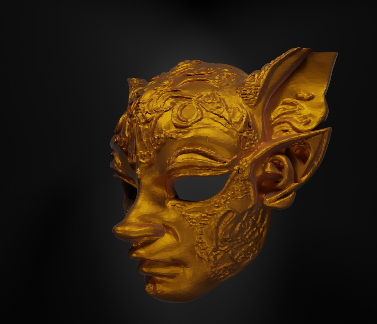 Medieval Elf Face Mask - Elves Embroidered Mask 3D print model_28