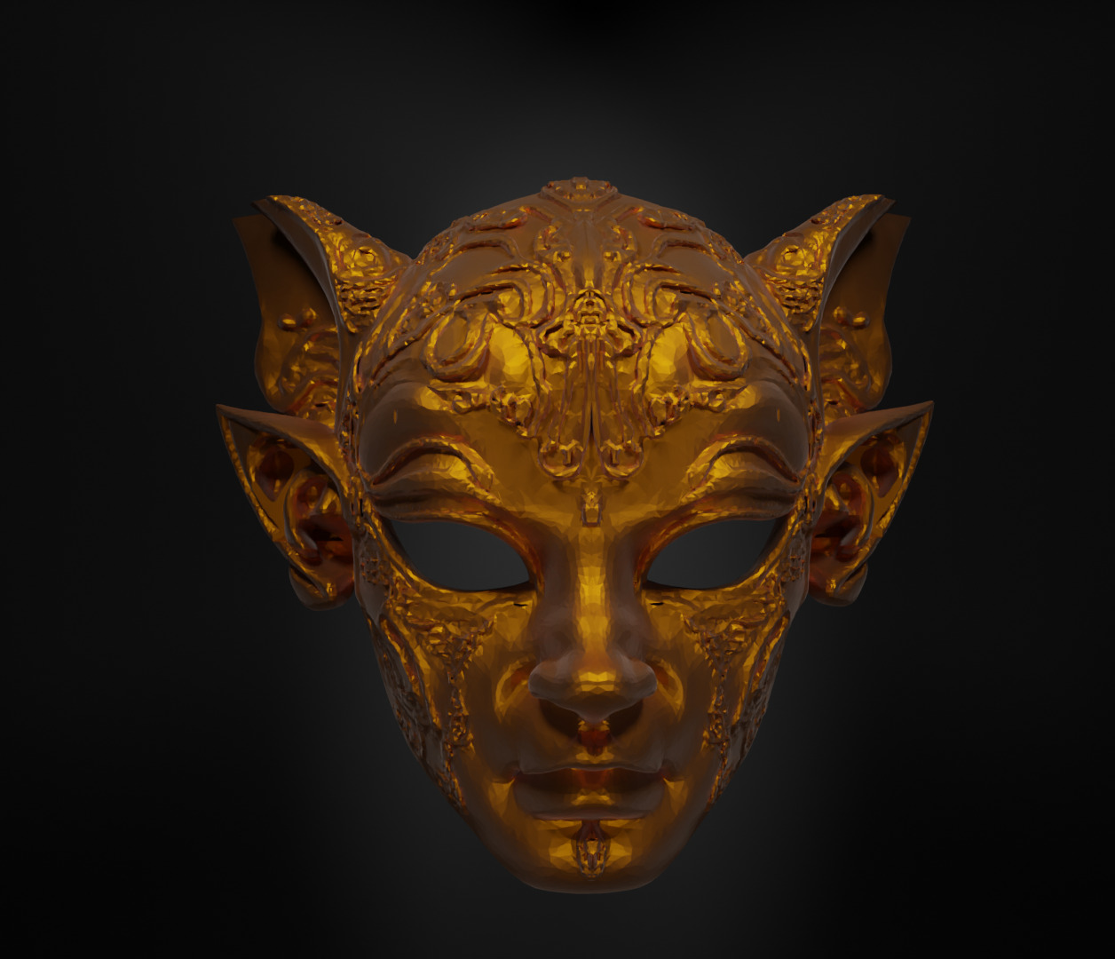 Medieval Elf Face Mask - Elves Embroidered Mask 3D print model_3