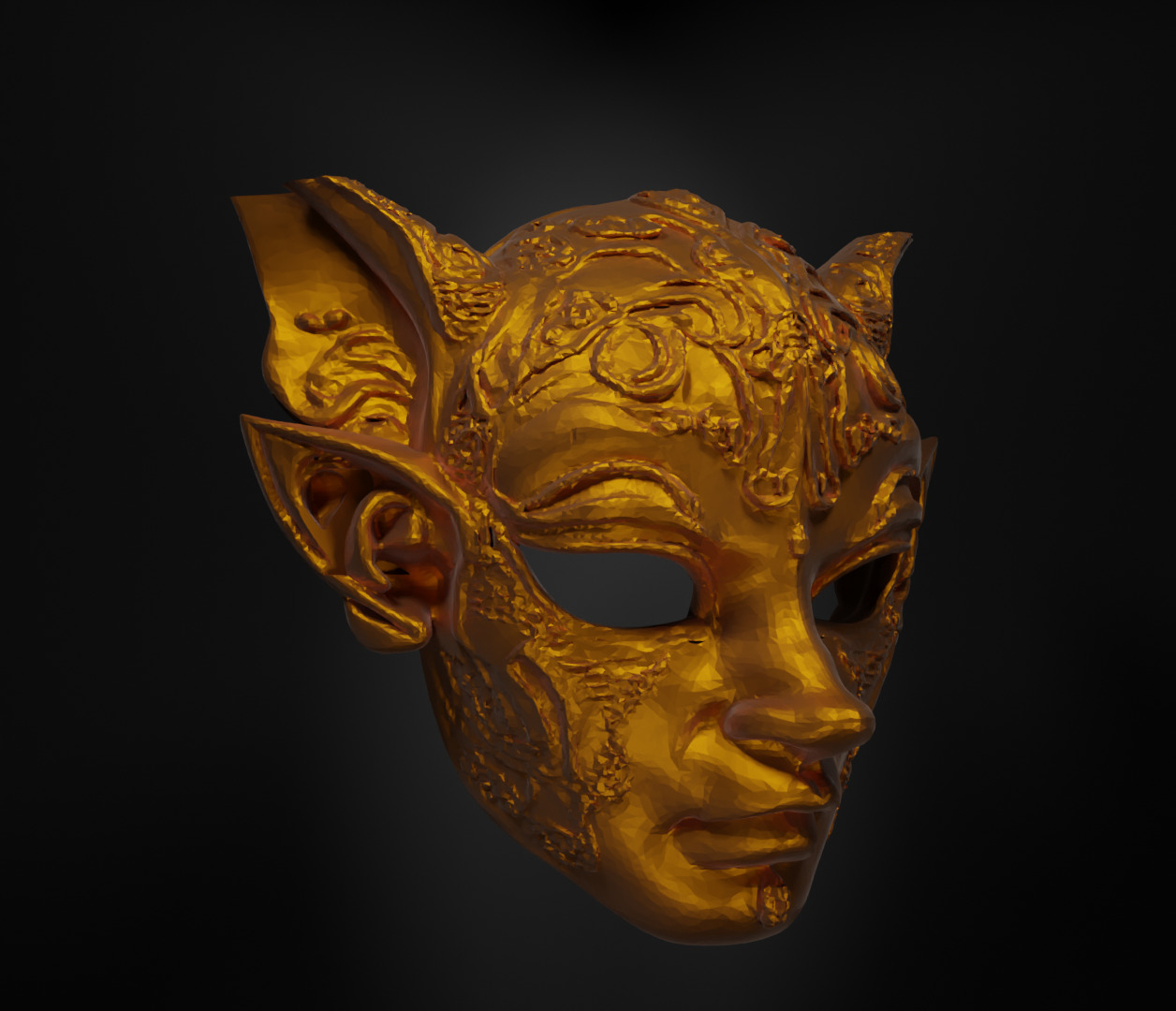 Medieval Elf Face Mask - Elves Embroidered Mask 3D print model_8