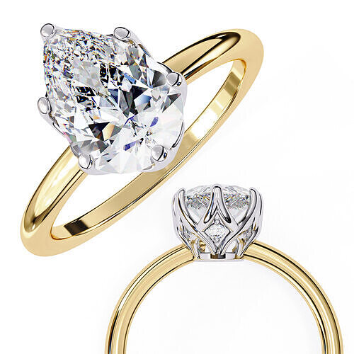 Solitaire Pear Diamond ring for Engagement  3D print model