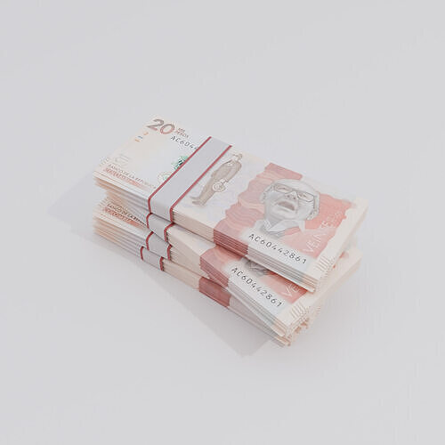 20 Mil Pesos Colombian Currency Low-poly 3D model