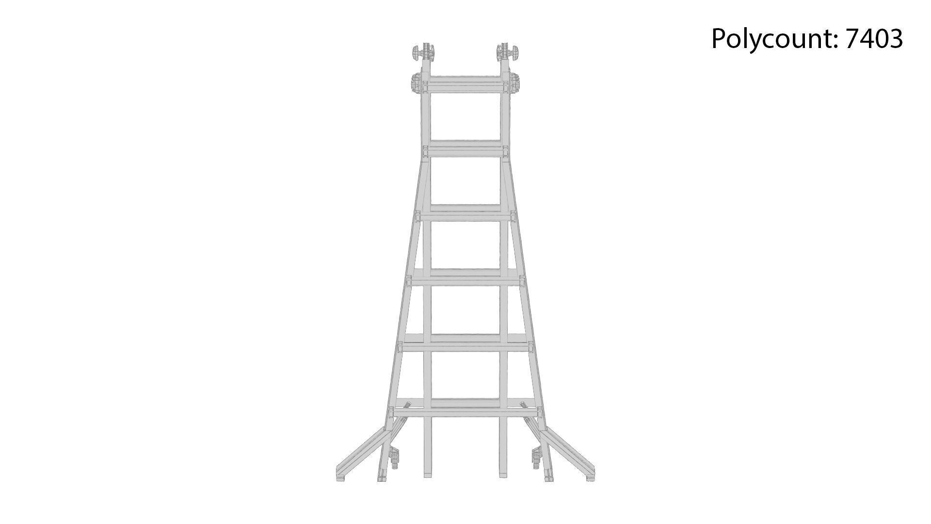 Foldable Ladder Low-poly 3D model_6