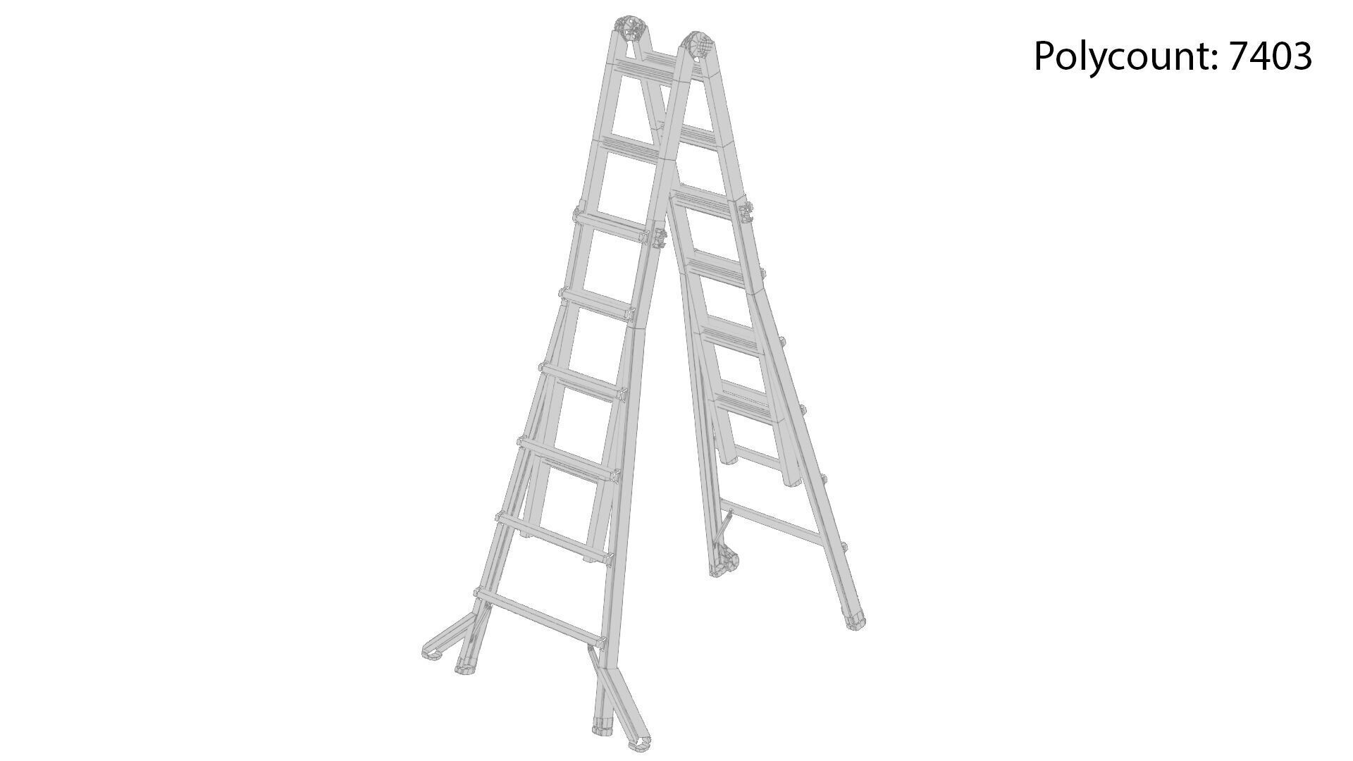 Foldable Ladder Low-poly 3D model_9