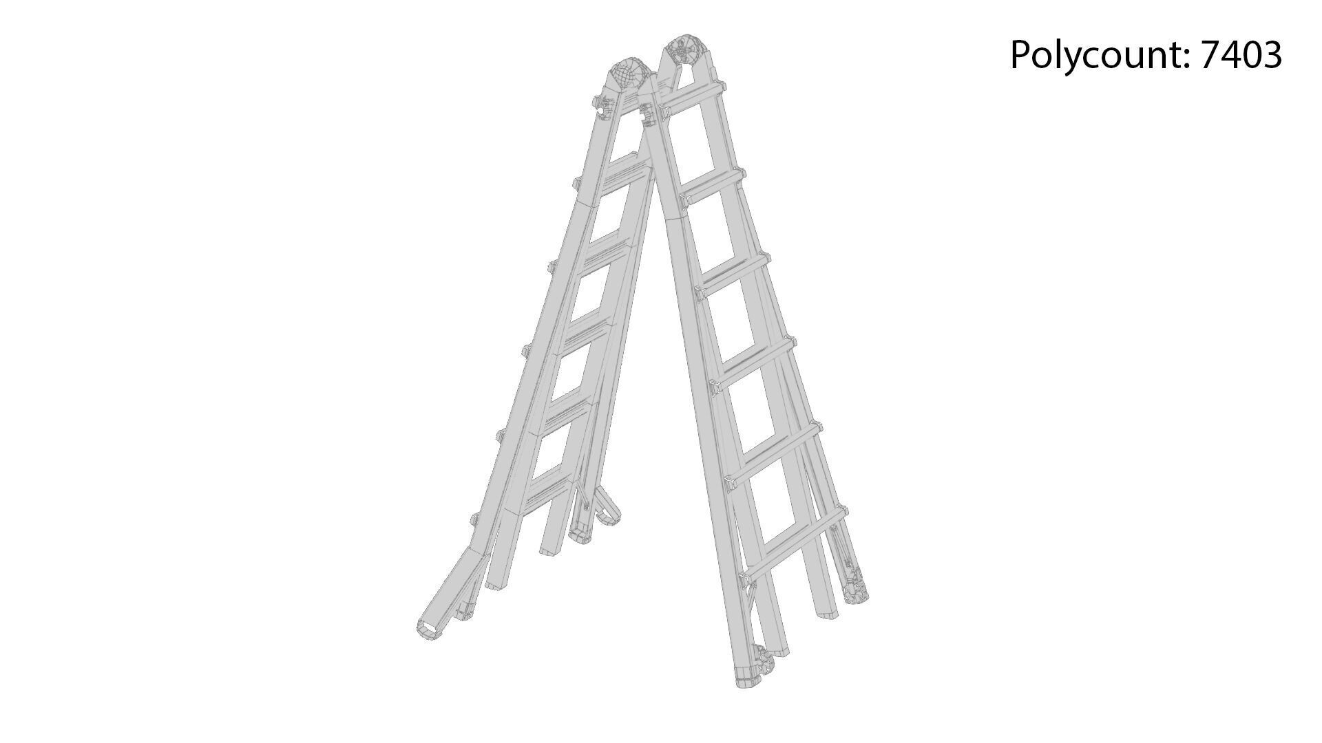 Foldable Ladder Low-poly 3D model_8