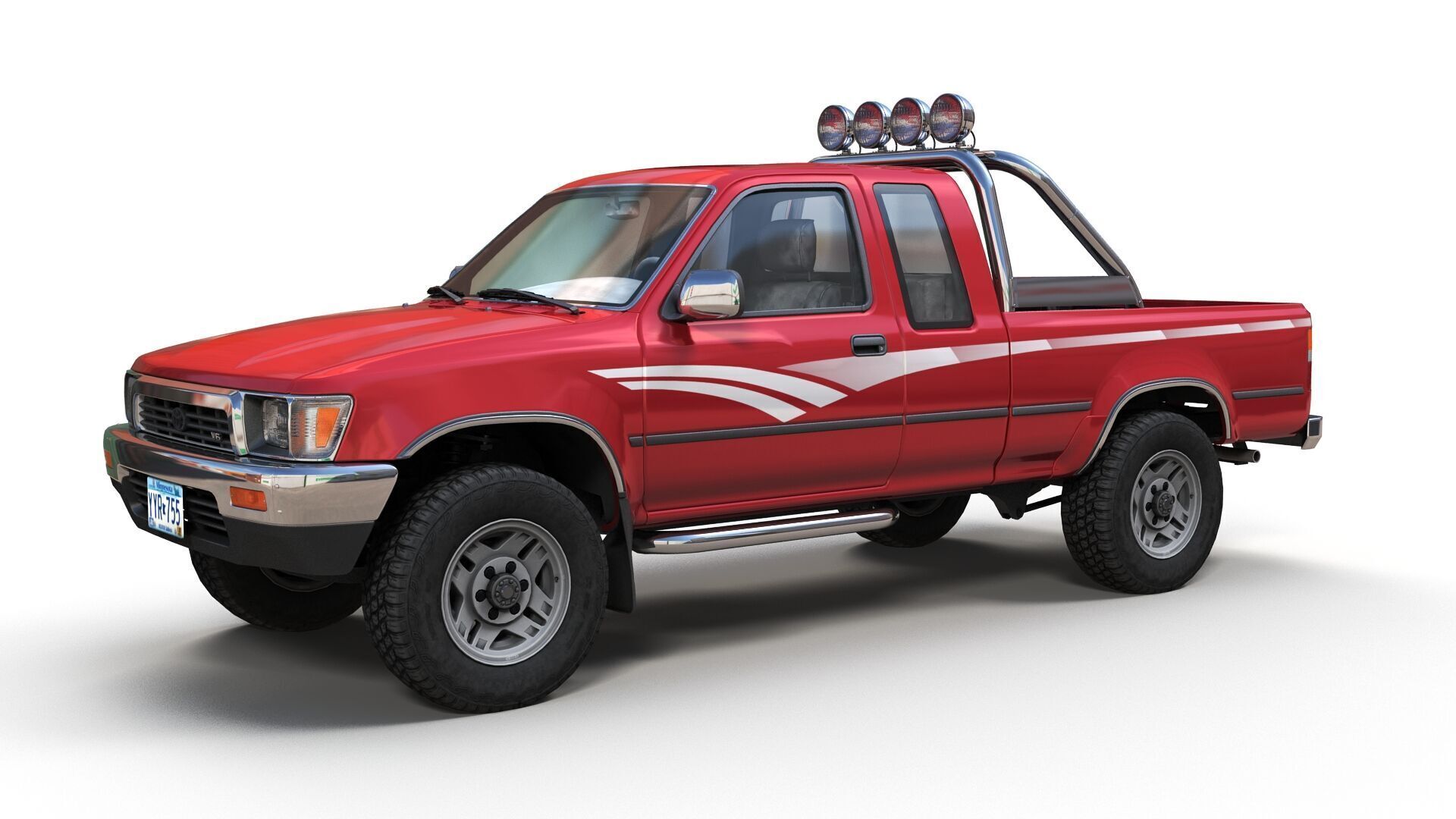 Toyota pickup xtra cab Low-poly 3D model_8