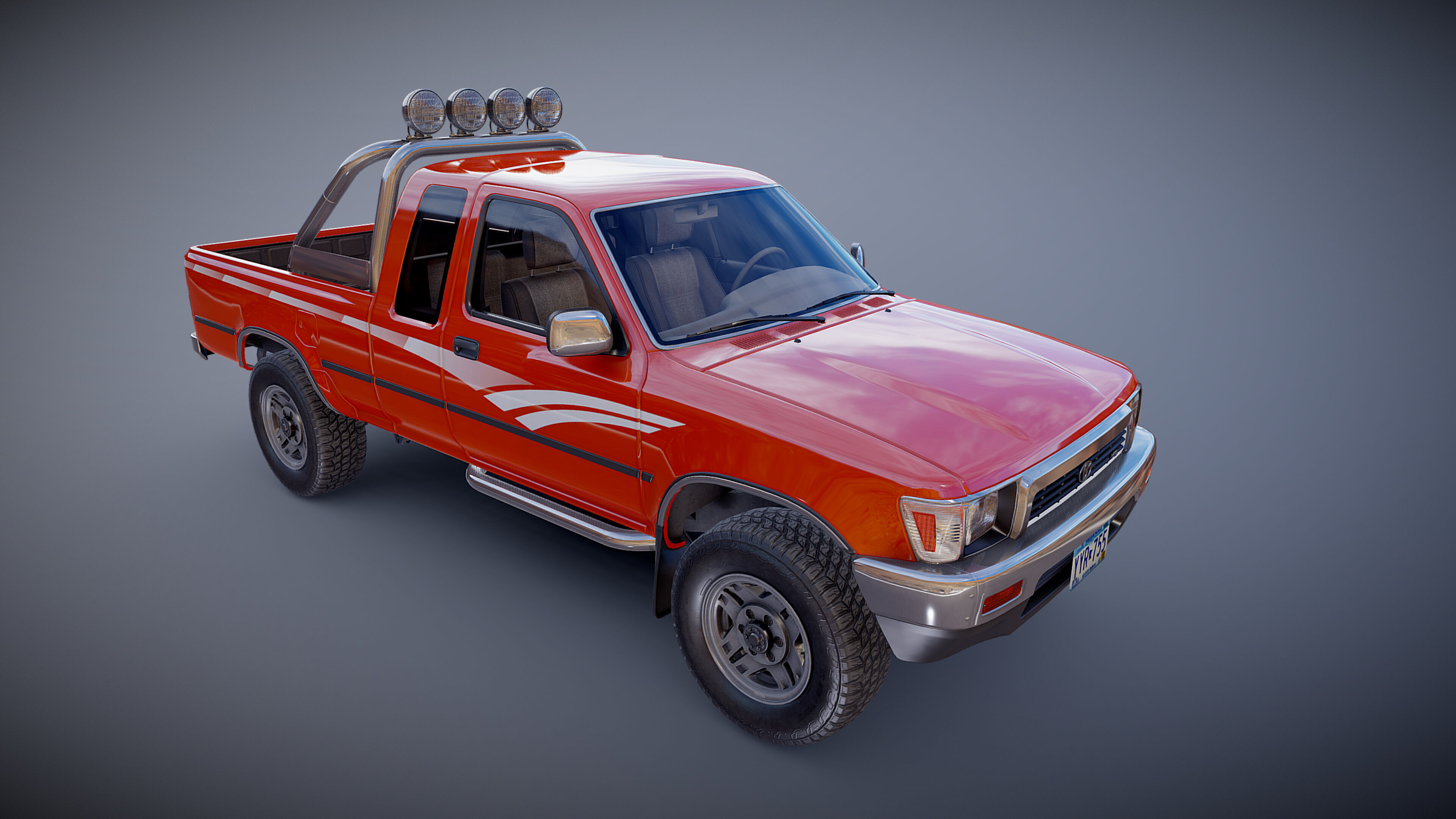 Toyota pickup xtra cab Low-poly 3D model_27