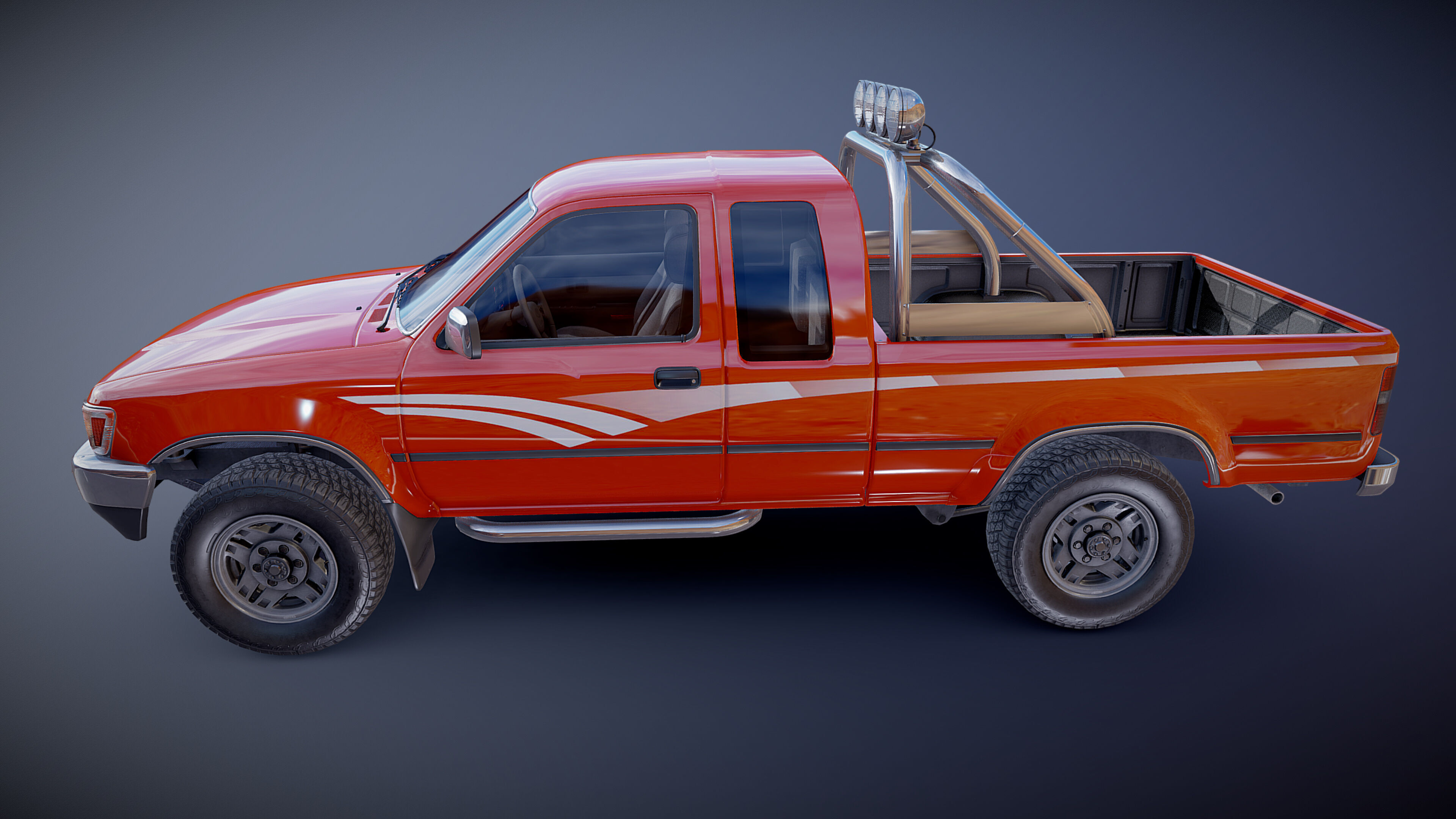 Toyota pickup xtra cab Low-poly 3D model_17