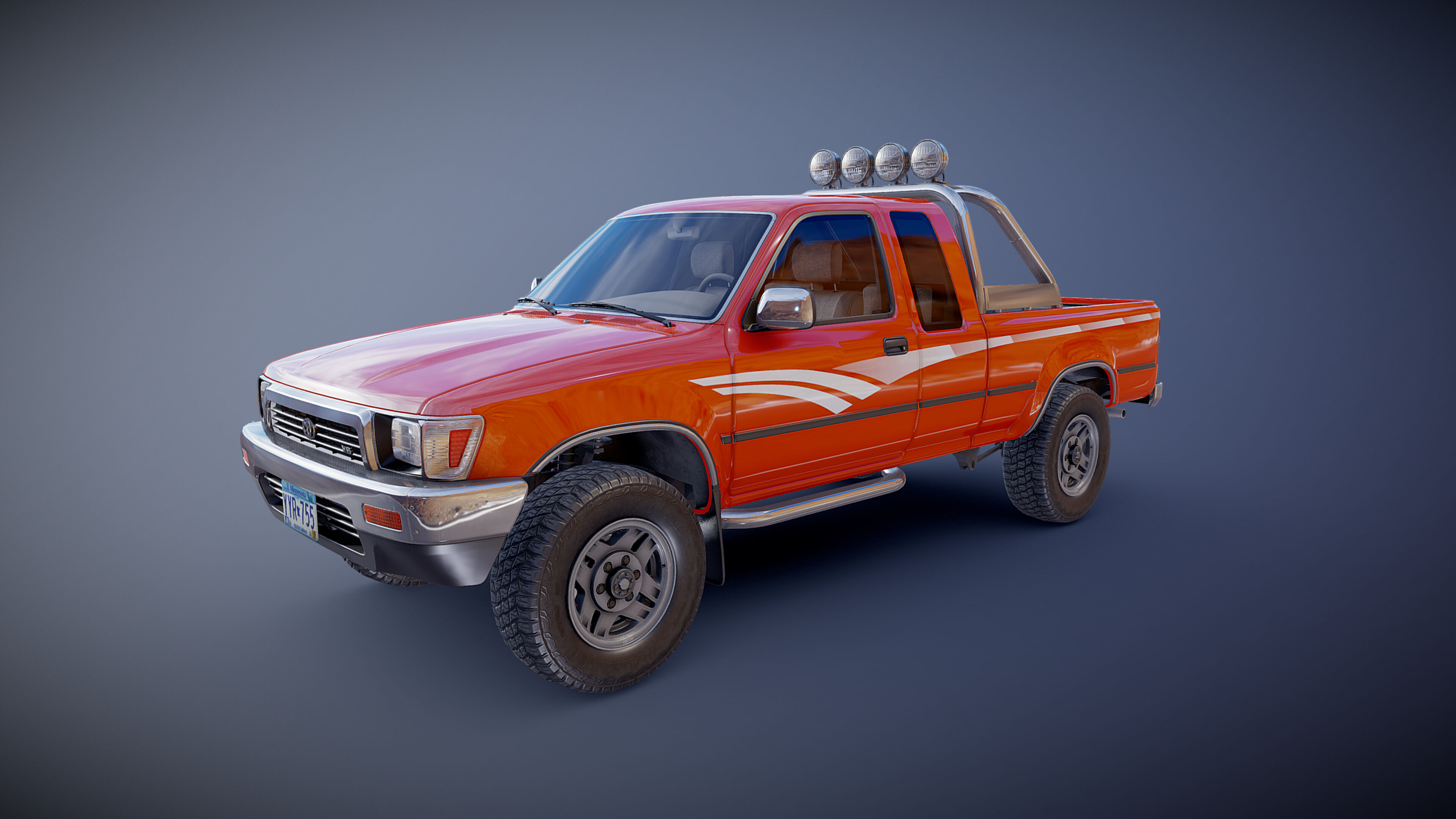 Toyota pickup xtra cab Low-poly 3D model_18