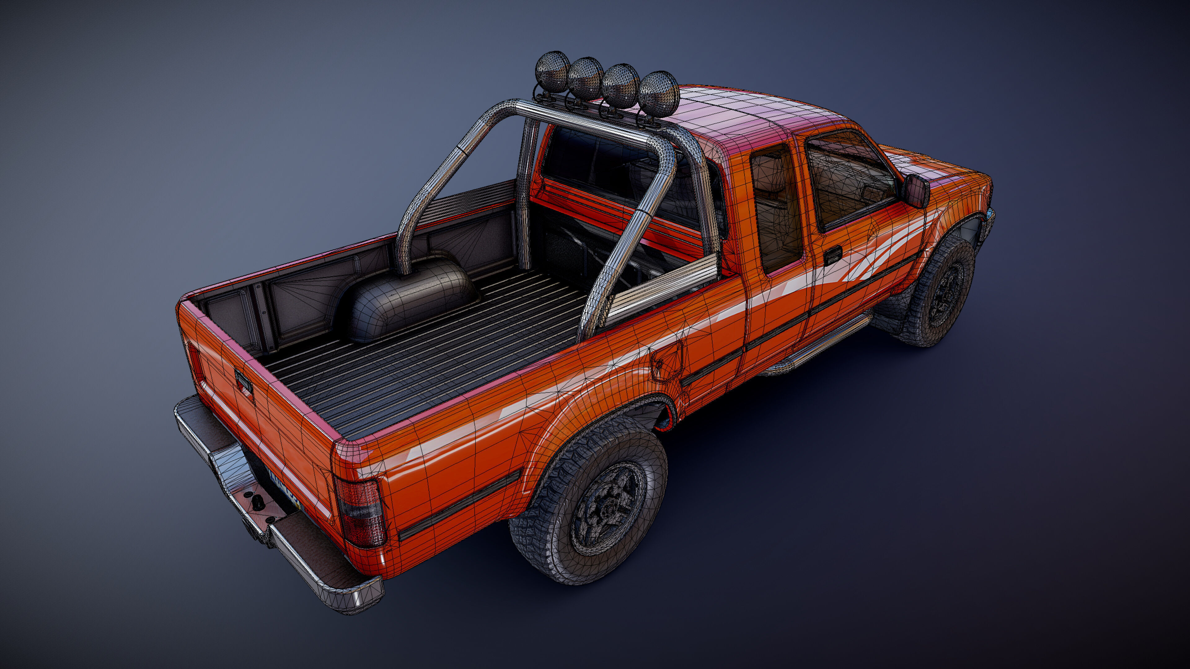 Toyota pickup xtra cab Low-poly 3D model_32