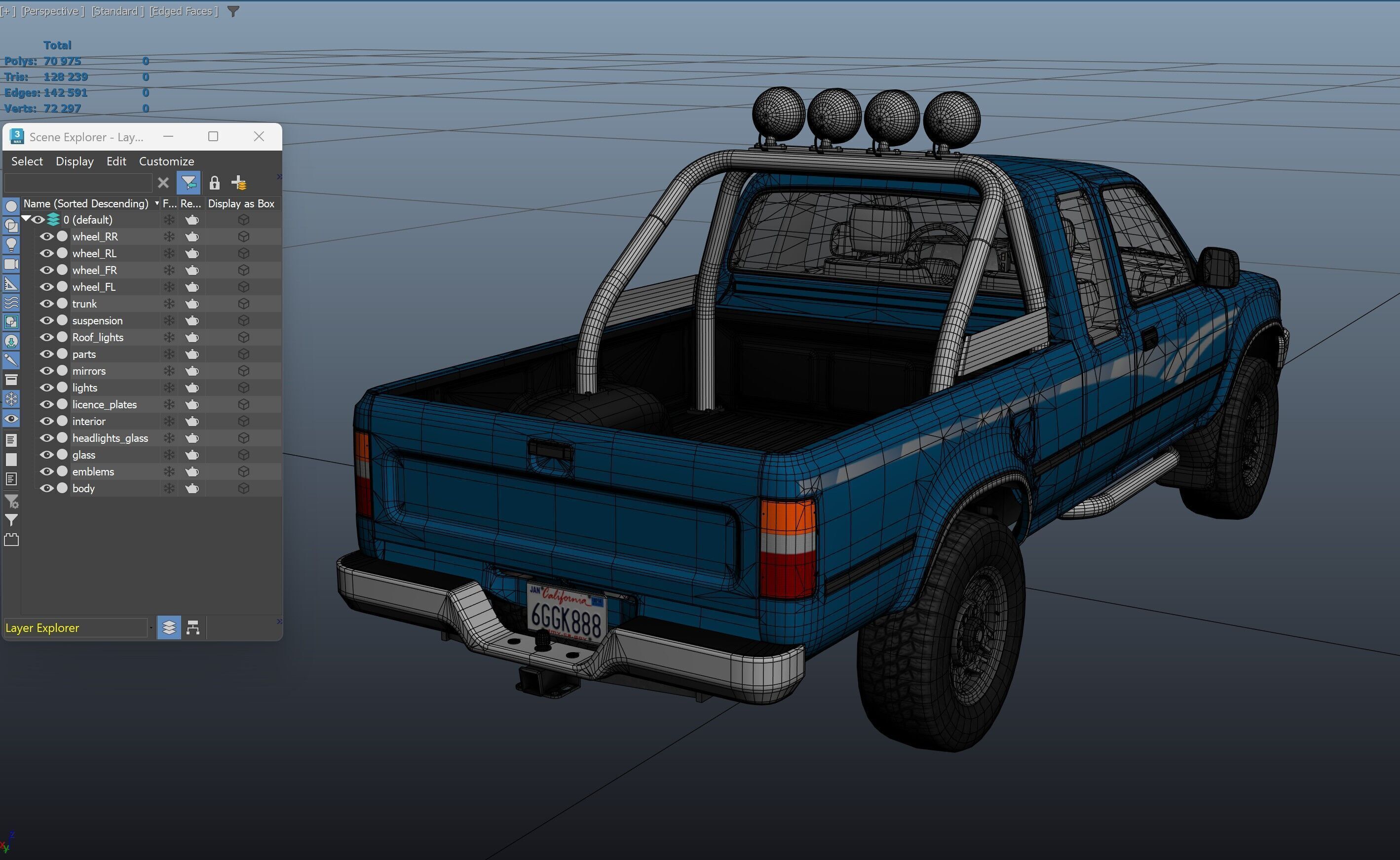 Toyota pickup xtra cab Low-poly 3D model_35
