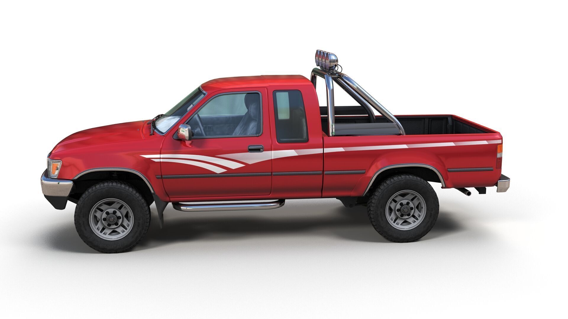 Toyota pickup xtra cab Low-poly 3D model_5