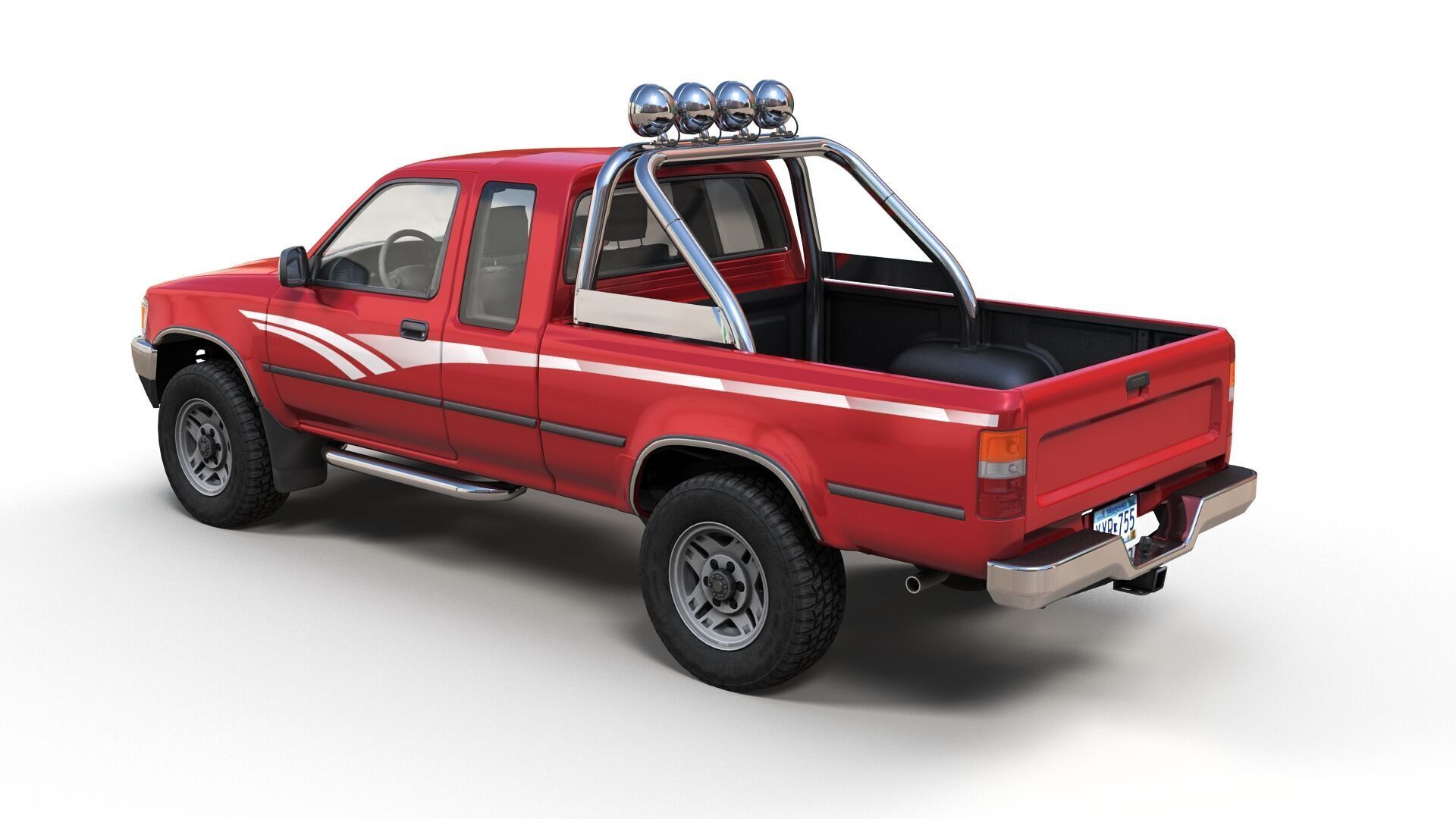 Toyota pickup xtra cab Low-poly 3D model_4