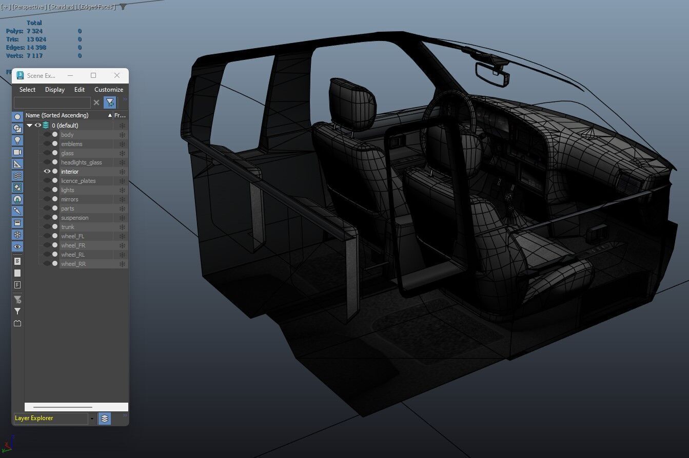 Toyota pickup xtra cab Low-poly 3D model_38