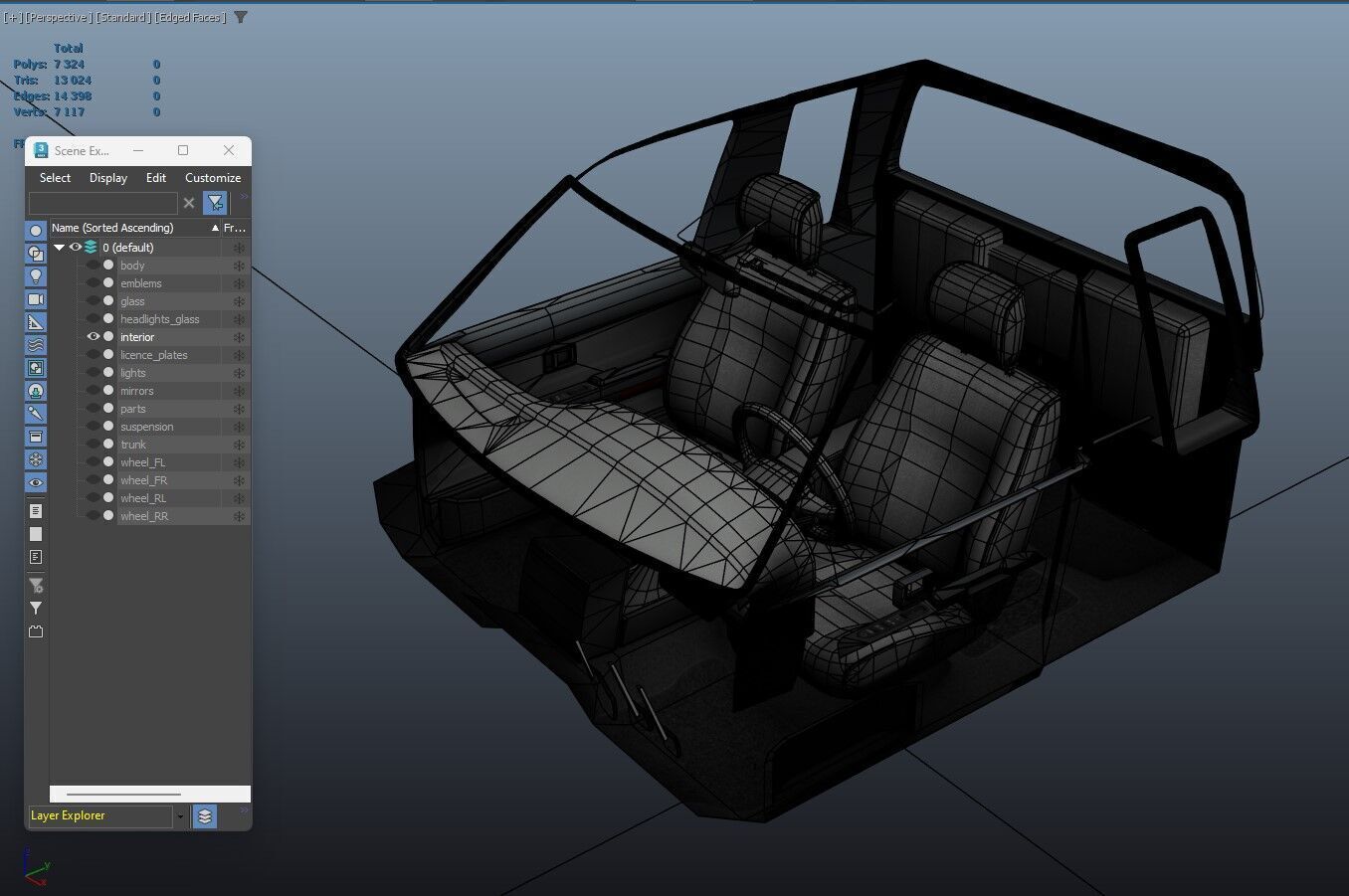 Toyota pickup xtra cab Low-poly 3D model_37