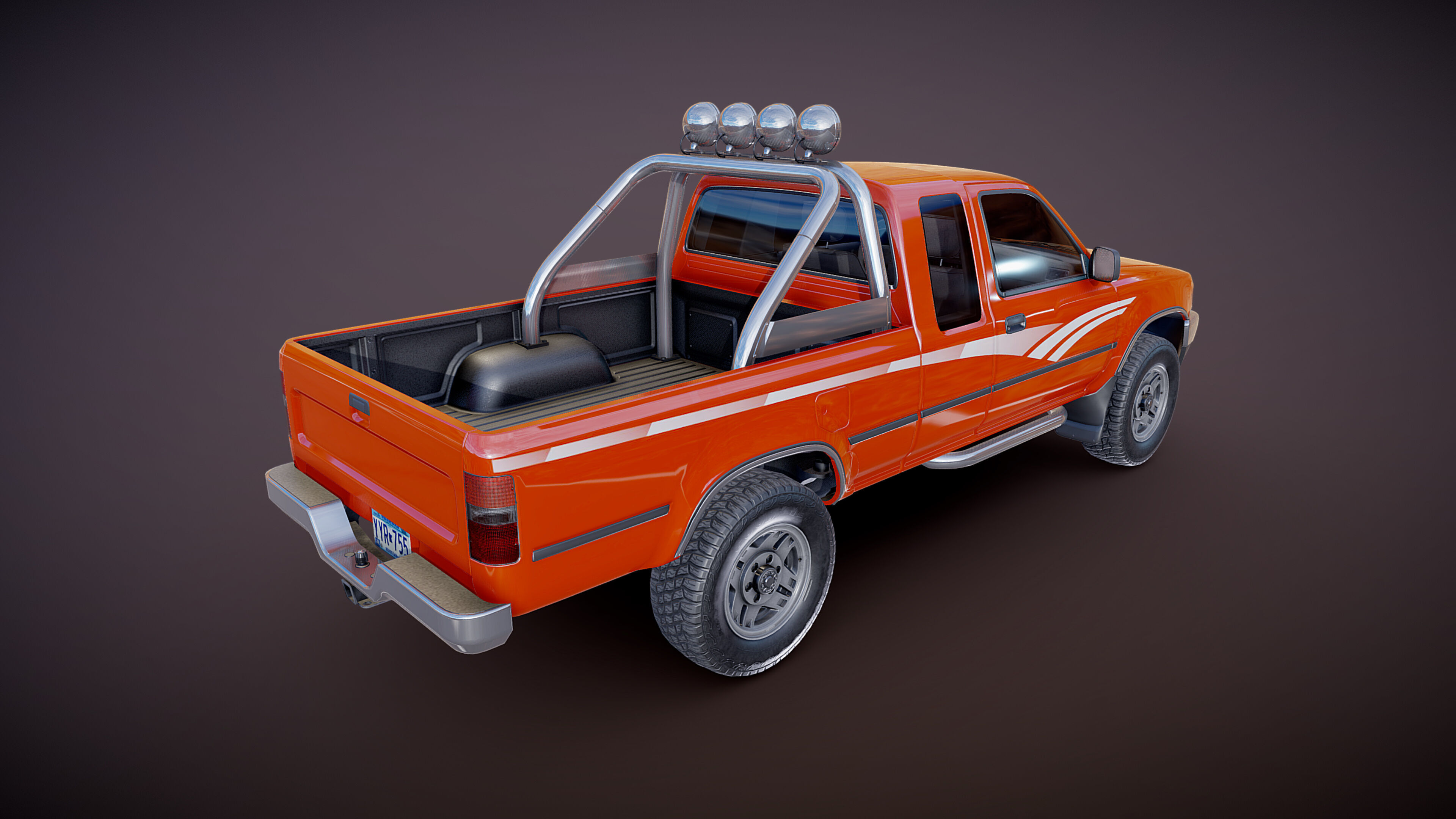 Toyota pickup xtra cab Low-poly 3D model_21