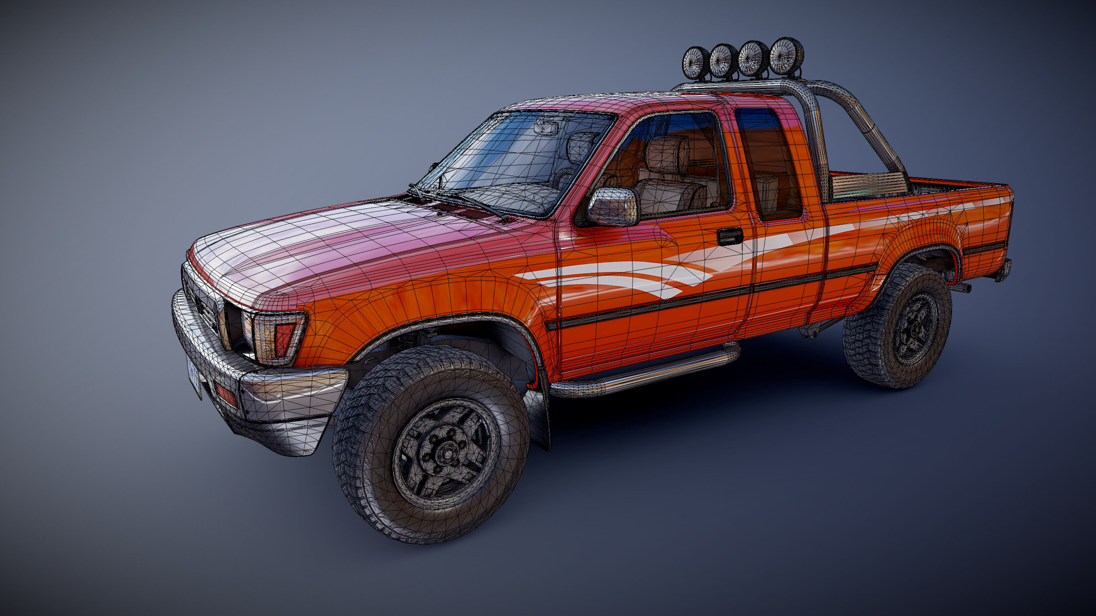 Toyota pickup xtra cab Low-poly 3D model_28