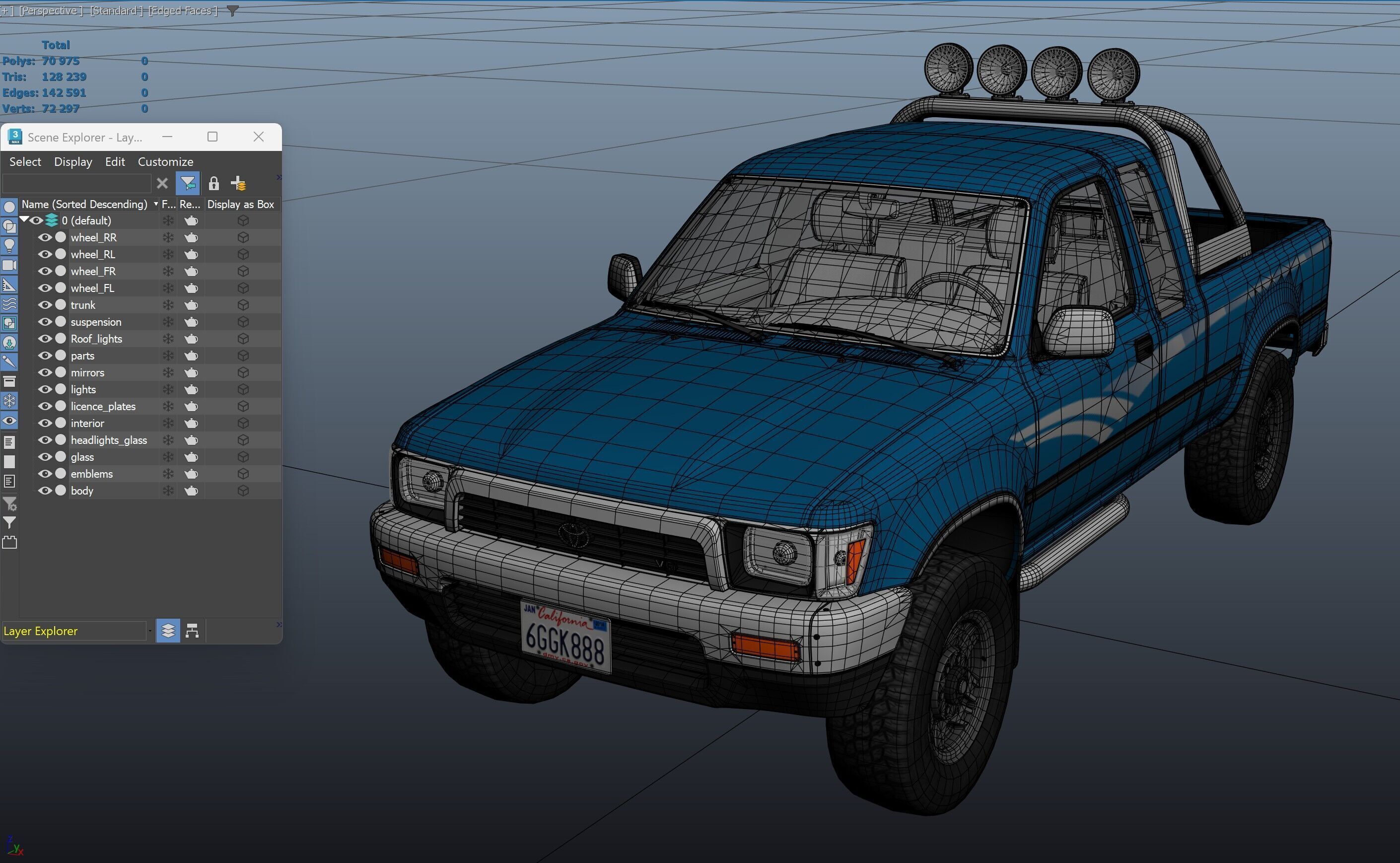 Toyota pickup xtra cab Low-poly 3D model_34