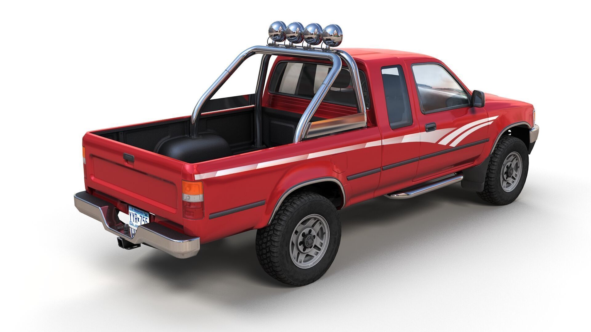 Toyota pickup xtra cab Low-poly 3D model_2