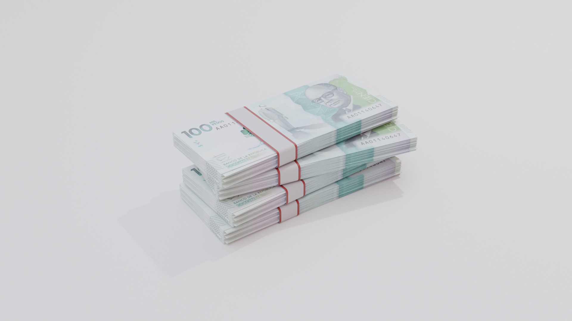 100 Mil Pesos Colombian Currency Low-poly 3D model_3