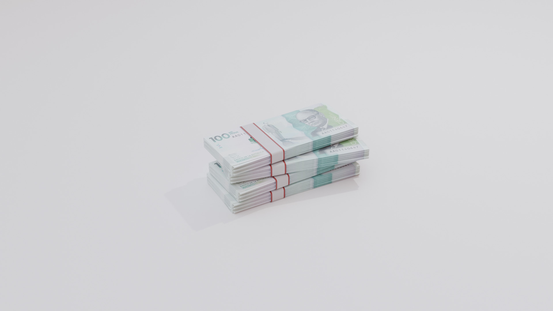 100 Mil Pesos Colombian Currency Low-poly 3D model_5