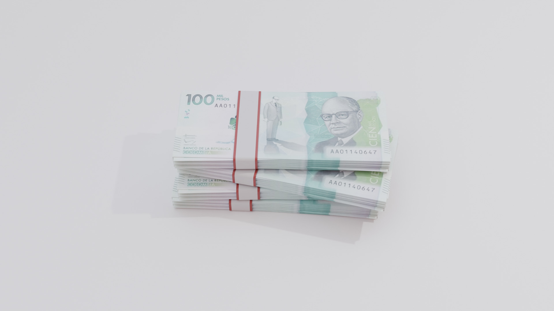 100 Mil Pesos Colombian Currency Low-poly 3D model_2