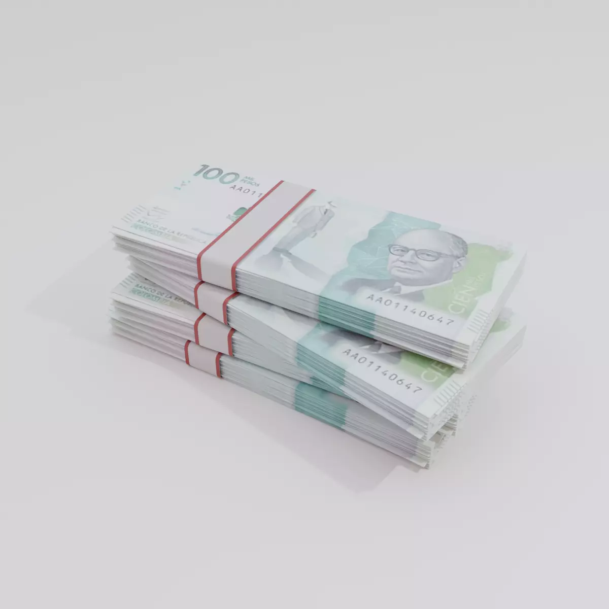 100 Mil Pesos Colombian Currency Low-poly 3D model_0