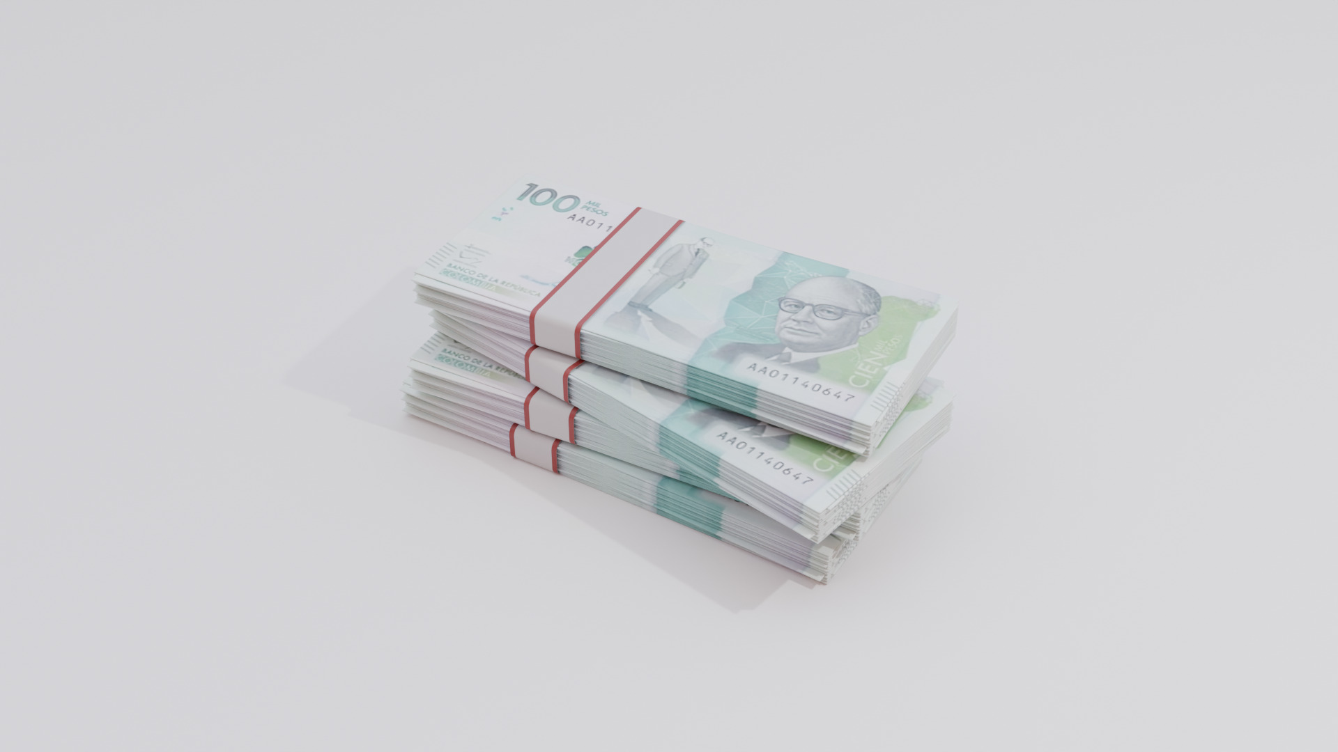 100 Mil Pesos Colombian Currency Low-poly 3D model_1