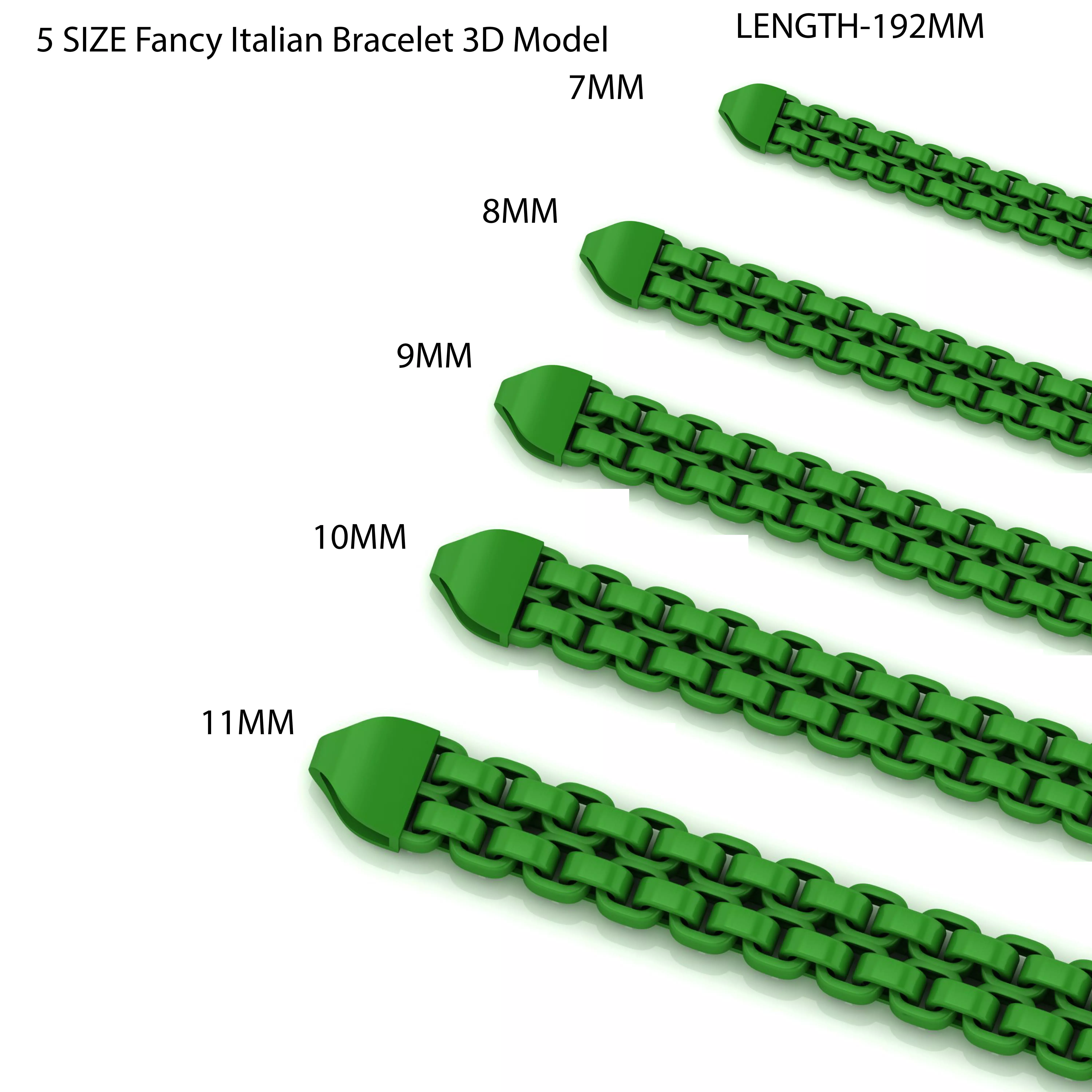 5 Size Strick Fancy Italian Bracelet 3D Model 3D Model Collection_0