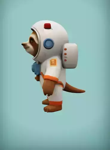 Adorable 3D Sloth Astronaut Character Free 3D model