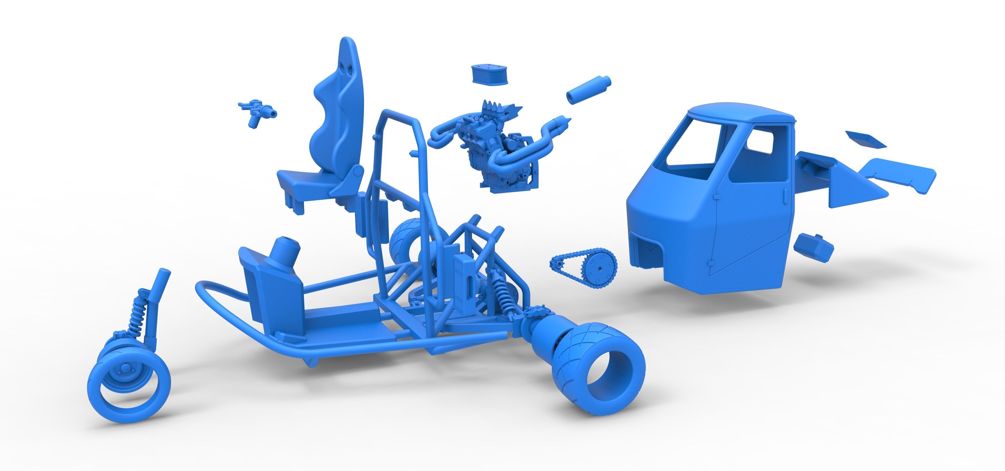 Ape car proto Scale 1 to 25 3D print model_49