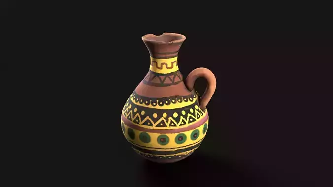 Hanpainted african stylized Vase Jar Jug Pot Low-poly 3D model