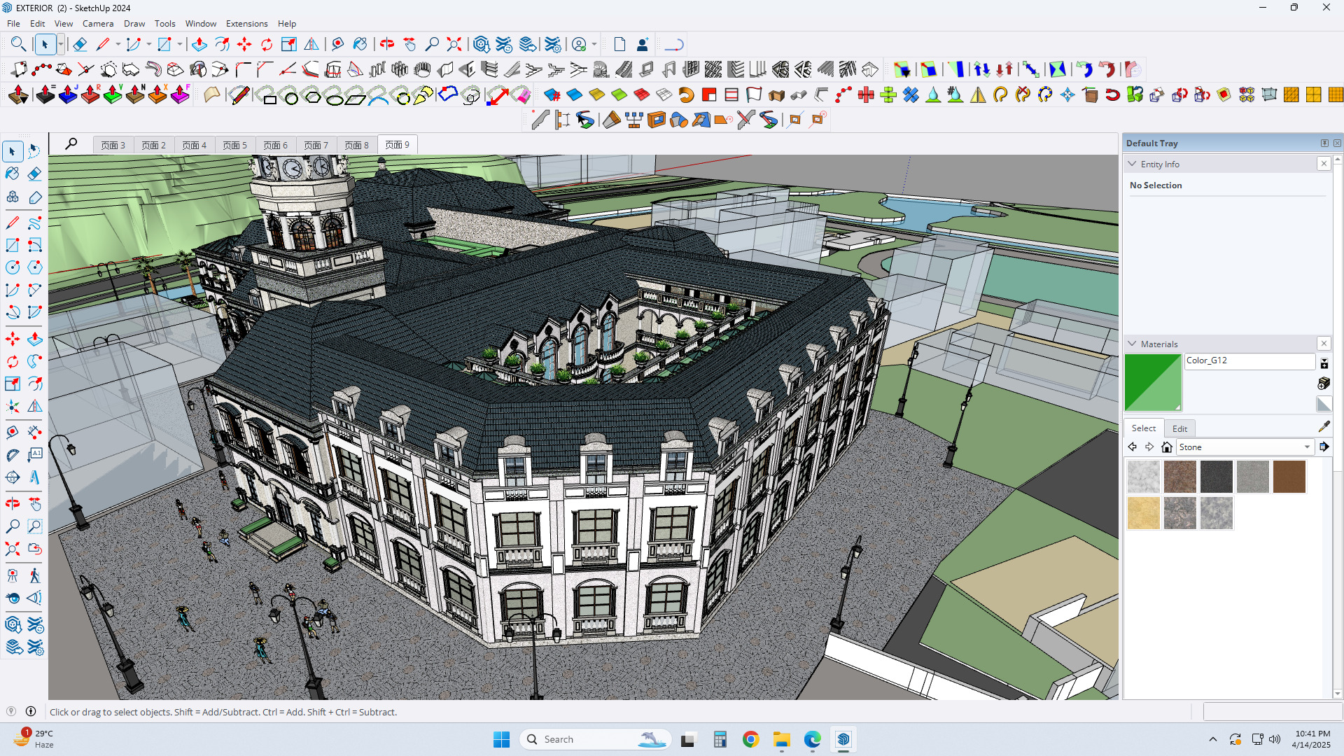 classical building facade exterior design sketchup model  3D model_4