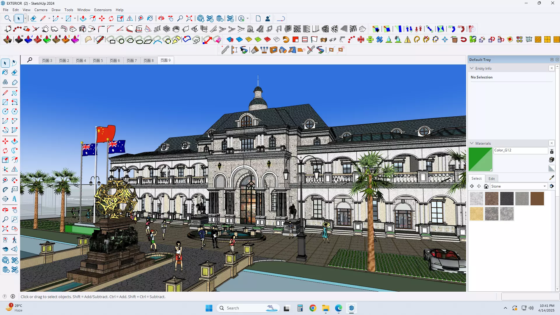 classical building facade exterior design sketchup model  3D model_0