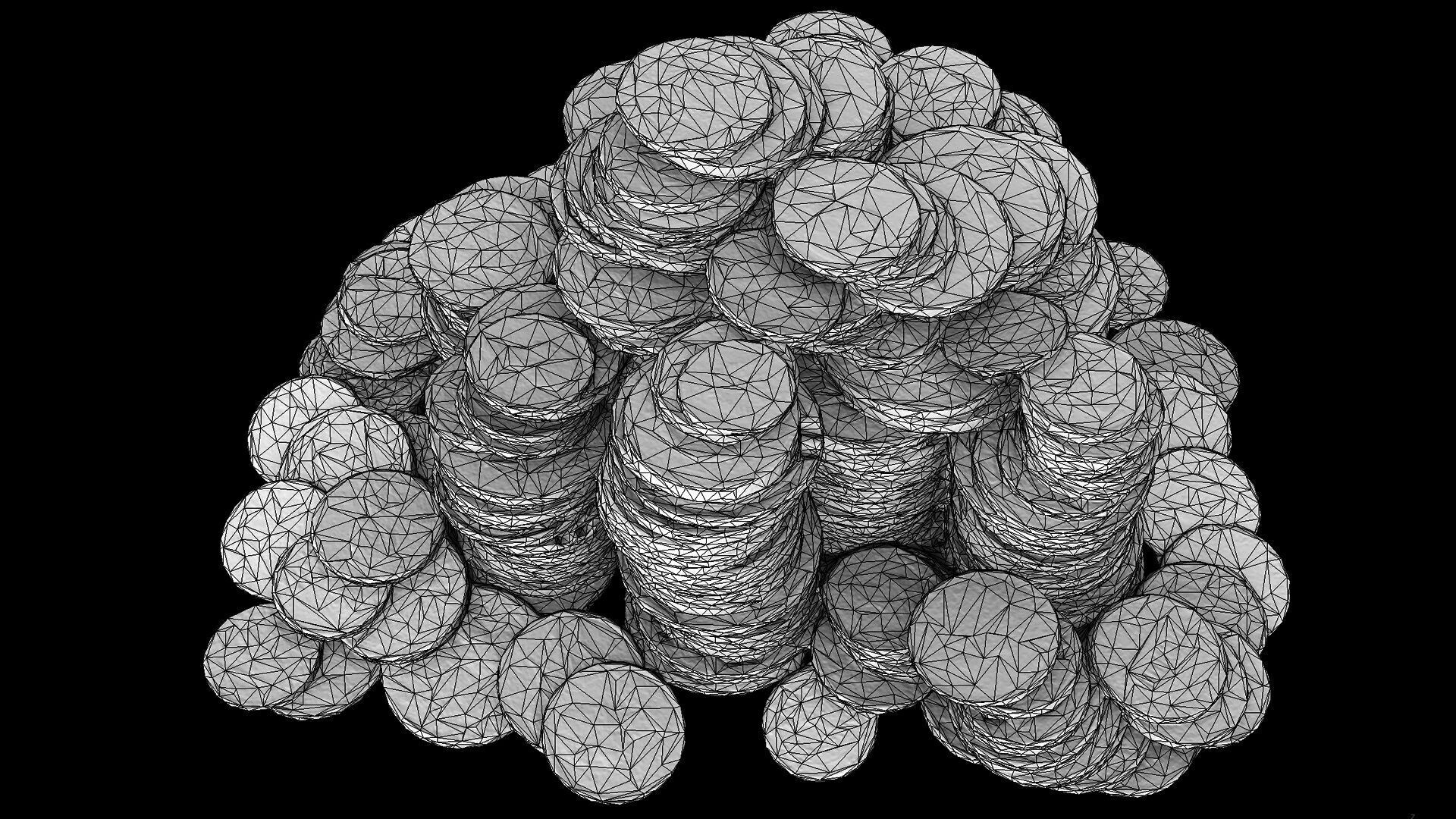 coins pile silver copper old types pt5 PBR photogrammetry Low-poly 3D model_7