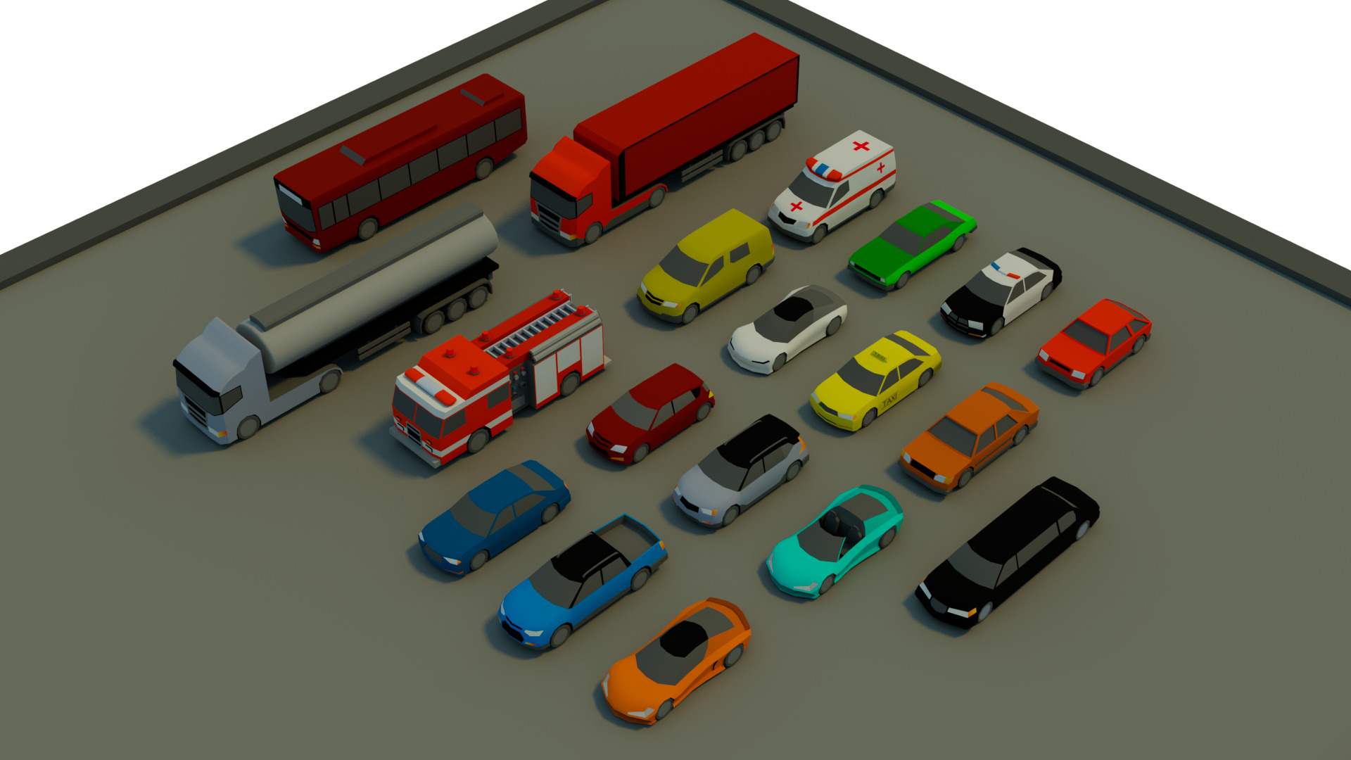 Low Poly City vehicles PACK Low-poly 3D model_1