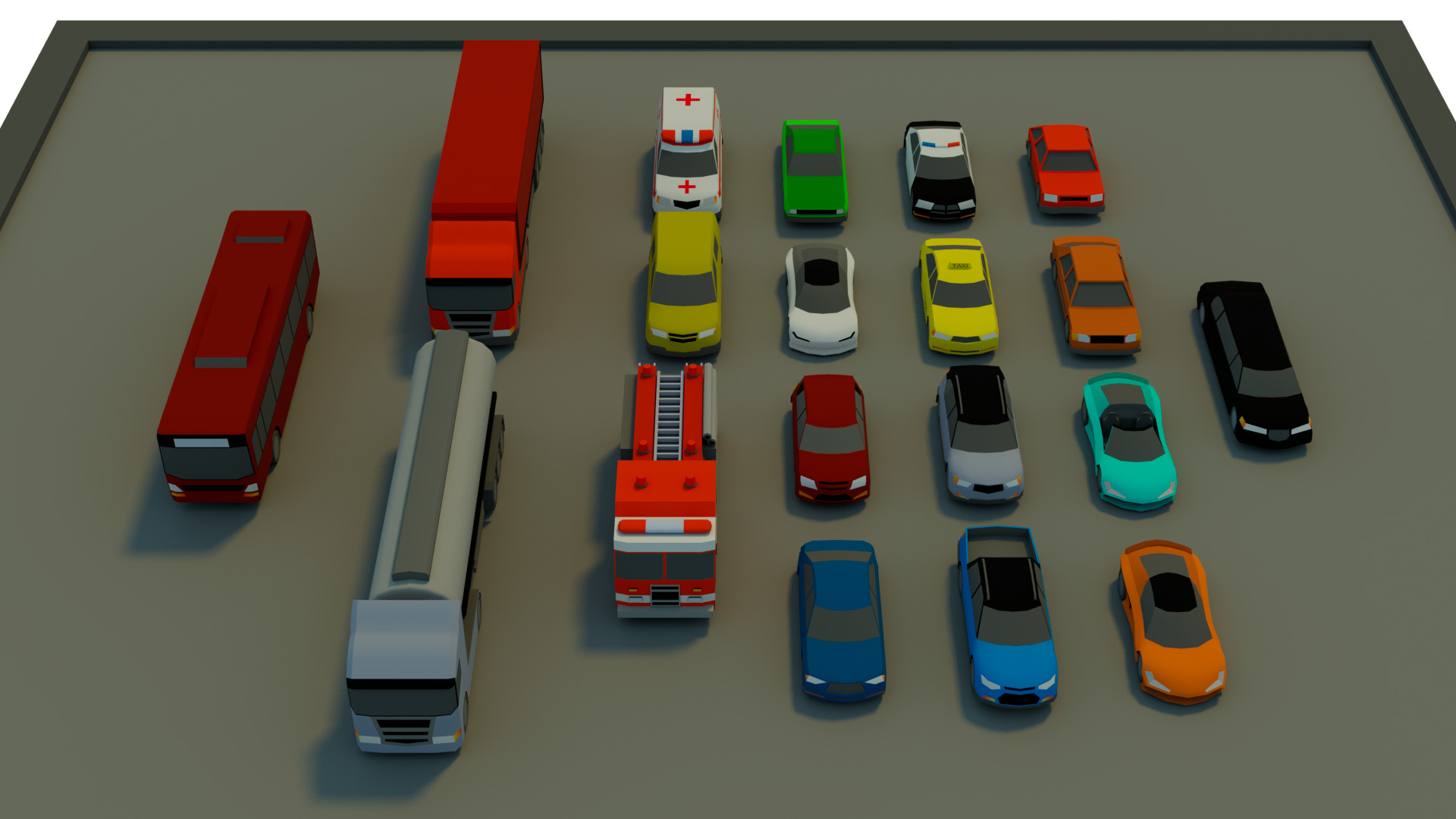 Low Poly City vehicles PACK Low-poly 3D model_2