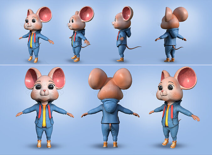 Cute Little Mouse Low-poly 3D model