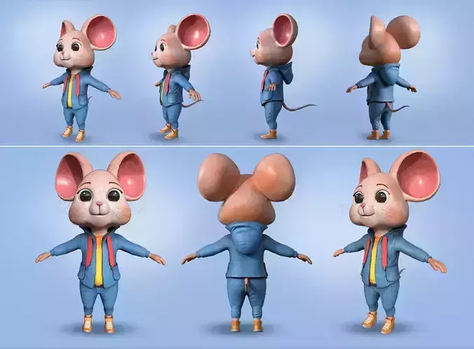 Cute Little Mouse Low-poly 3D model