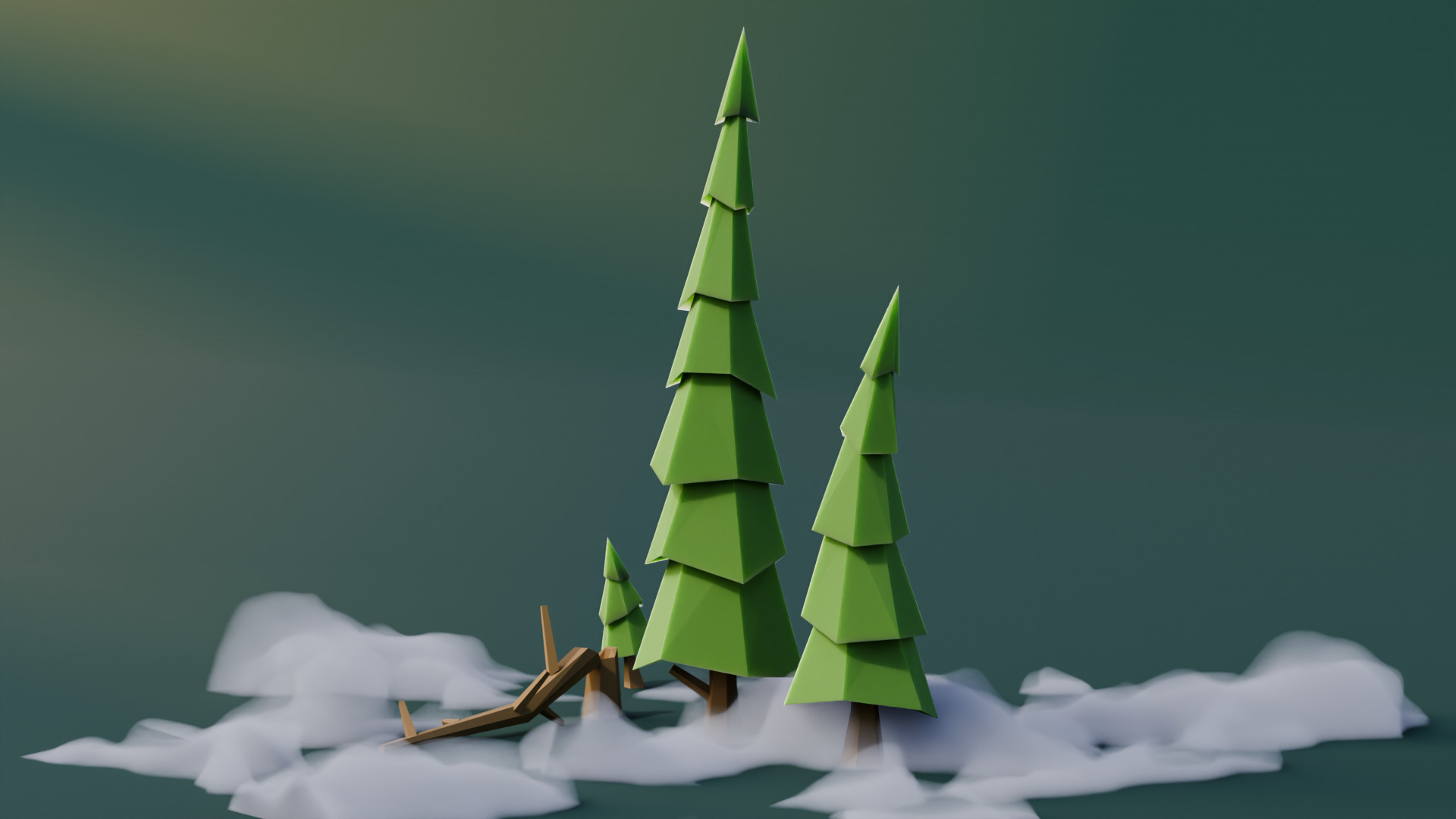 Low Poly Pines Low-poly 3D model_5
